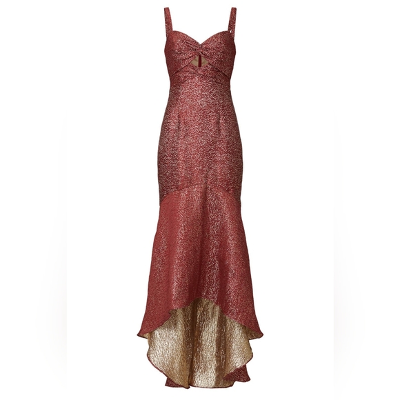 Monique Lhuillier Dresses & Skirts - 🪡 ML Monique Lhuillier Red Metallic High Low Gown, Sz 4